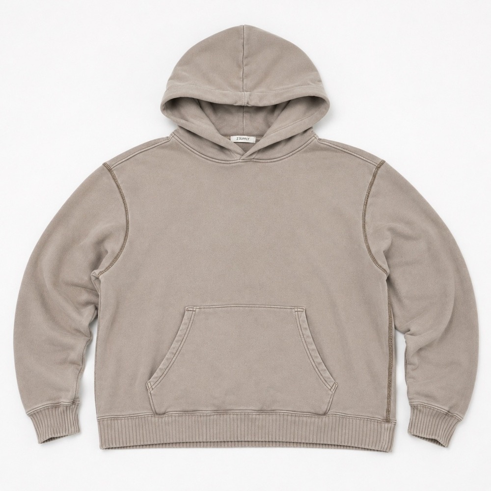 Elwood Organic Cotton Hoodie Washed Taupe Brown CH00001 Size M